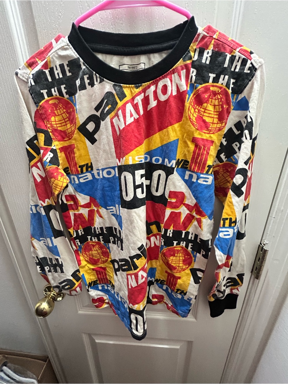 Vintage Parish Nation Graphic Long Sleeve Boys 10-12 Retro Streetwear Tee